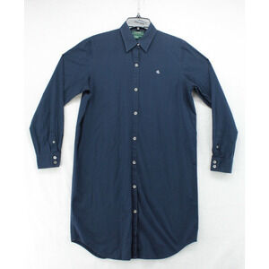 Lauren Ralph Lauren Shirt Dress Women Medium Blue Button Down Modest Capsule